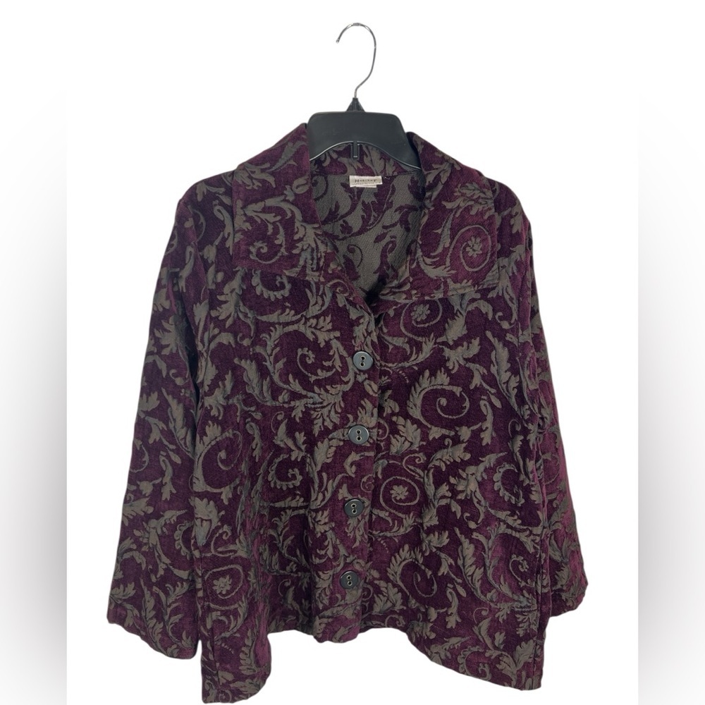 Habitat purple brocade button down lightweight jacket size Large